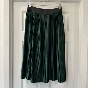Anthropologie Green Velvet Midi Skirt S